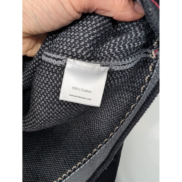 Hanna Andersson Mens XL Black Red Fair Isle 1/4 Zip Cotton Sweater festive - Picture 4 of 6